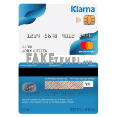 Finland Klarna bank fake mastercard photoshop template PSD