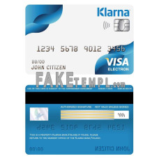 Finland Klarna bank fake visa electron card photoshop template PSD