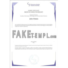 Finland Tampere University fake diploma photoshop template PSD