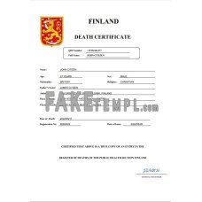 Finland fake death certificate Word and PDF template