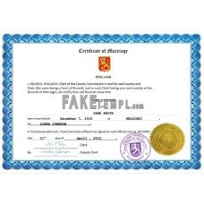 Finland fake marriage certificate Word and PDF template