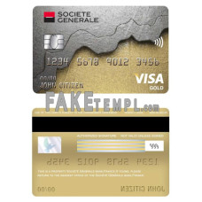 France Société Générale bank fake visa gold card photoshop template PSD