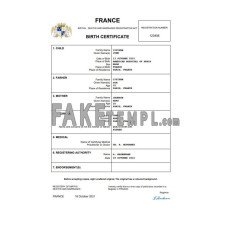 France fake birth certificate Word and PDF template