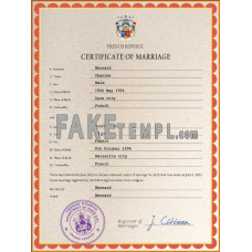 France fake marriage certificate photoshop template PSD 