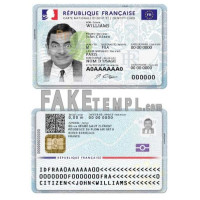 France fake national identity card photoshop template PSD