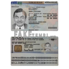 France fake residence permit (titre de séjour) photoshop template PSD