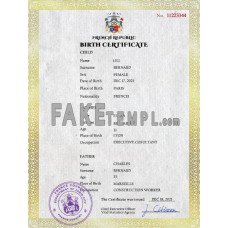 France fake vital record birth certificate photoshop template PSD