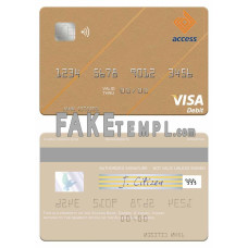 Gambia Access Bank fake visa debit card photoshop template PSD