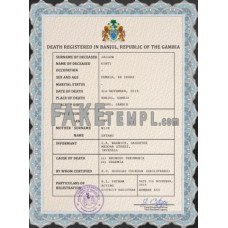 Gambia fake death certificate photoshop template PSD 