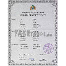 Gambia fake marriage certificate photoshop template PSD 