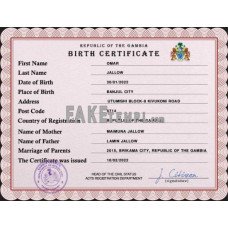 Gambia fake vital record birth certificate photoshop template PSD 