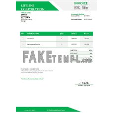 Georgia Lifeline Corporation fake Invoice Word and PDF template