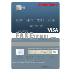 Germany Deka Bank fake visa debit card photoshop template PSD