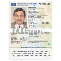 Germany fake identity card photoshop template PSD