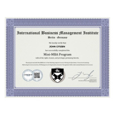 Germany International Business Management Institute Mini MBA fake diploma photoshop template PSD