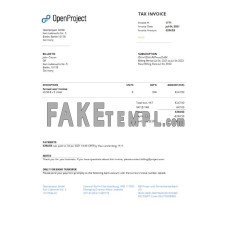 Germany OpenProject leading open source project management software fake Invoice Word and PDF template