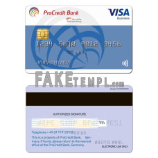 Germany ProCredit Bank visa business fake credit card photoshop template PSD