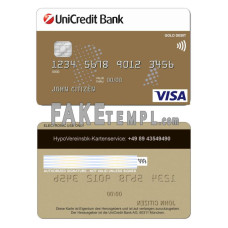 Germany UniCredit Bank fake visa credit card photoshop template PSD