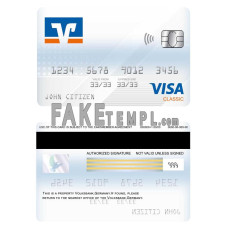 Germany Volksbank Jever bank fake visa classic card photoshop template PSD