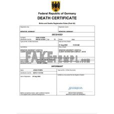 Germany fake death certificate Word and PDF template