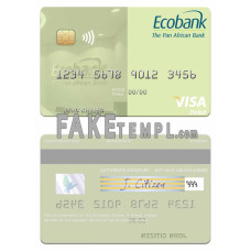 Ghana Ecobank Ghana fake visa debit card photoshop template PSD