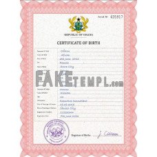 Ghana fake vital record birth certificate photoshop template PSD