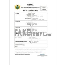 Ghana vital record fake birth certificate Word and PDF template