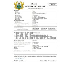 Ghana vital record fake death certificate Word and PDF template