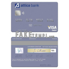 Greece Attica Bank fake visa card photoshop template PSD 