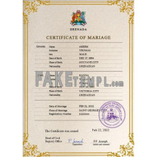 Grenada fake marriage certificate photoshop template PSD 