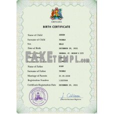 Grenada fake vital record birth certificate photoshop template PSD 