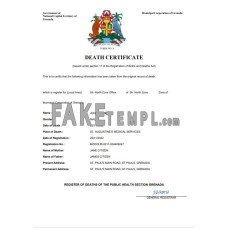 Grenada vital record fake death certificate Word and PDF template