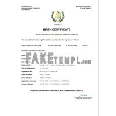 Guatemala fake birth certificate Word and PDF template