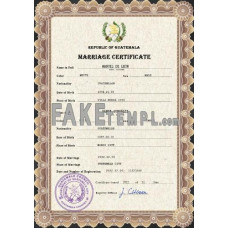 Guatemala fake marriage certificate photoshop template PSD 