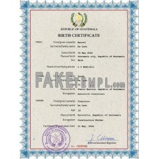 Guatemala fake vital record birth certificate photoshop template PSD 