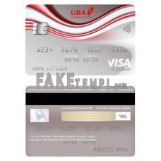 Guinea UBA bank fake visa platinum card photoshop template PSD