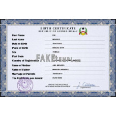 Guinea-Bissau fake birth certificate photoshop template PSD 