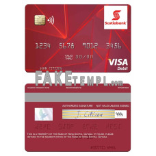 Guyana Bank of Nova Scotia fake visa card photoshop template PSD