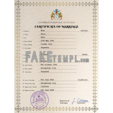 Guyana fake marriage certificate photoshop template PSD 