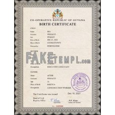 Guyana fake vital record birth certificate photoshop template PSD 