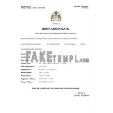 Guyana vital record fake birth certificate Word and PDF template