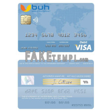 Haiti BUH Bank fake visa card photoshop template PSD