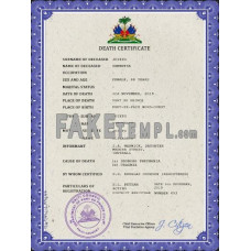 Haiti fake death certificate photoshop template PSD 