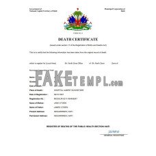 Haiti fake death certificate Word and PDF template