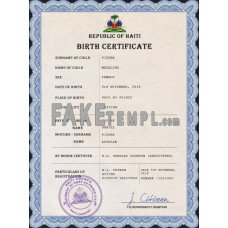 Haiti fake vital record birth certificate photoshop template PSD 