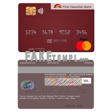 Hawaii First Hawaiian Bank fake mastercard photoshop template PSD