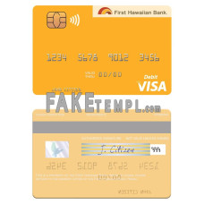 Hawaii First Hawaiian Bank fake visa card photoshop template PSD