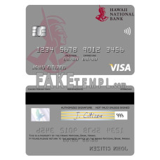 Hawaii National Bank fake visa card photoshop template PSD