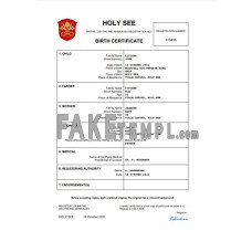 Holy See vital record fake birth certificate Word and PDF template