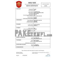 Holy See vital record fake death certificate Word and PDF template